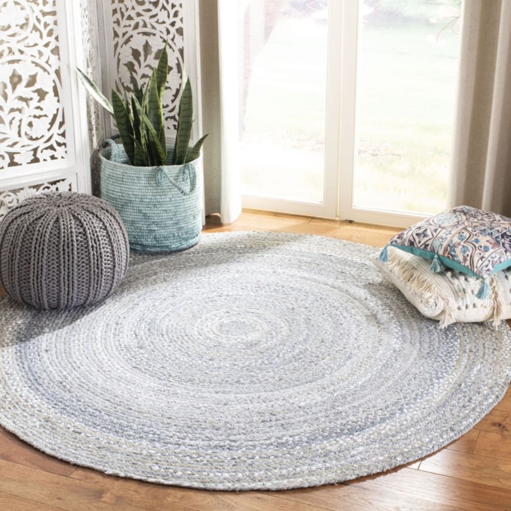 Tapis chalet de campagne en coton gris, 122 x 122 cm — vue 3