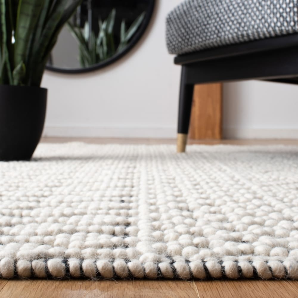Tapis bohémien en laine blanc/noir, 122 x 183 cm — vue 4