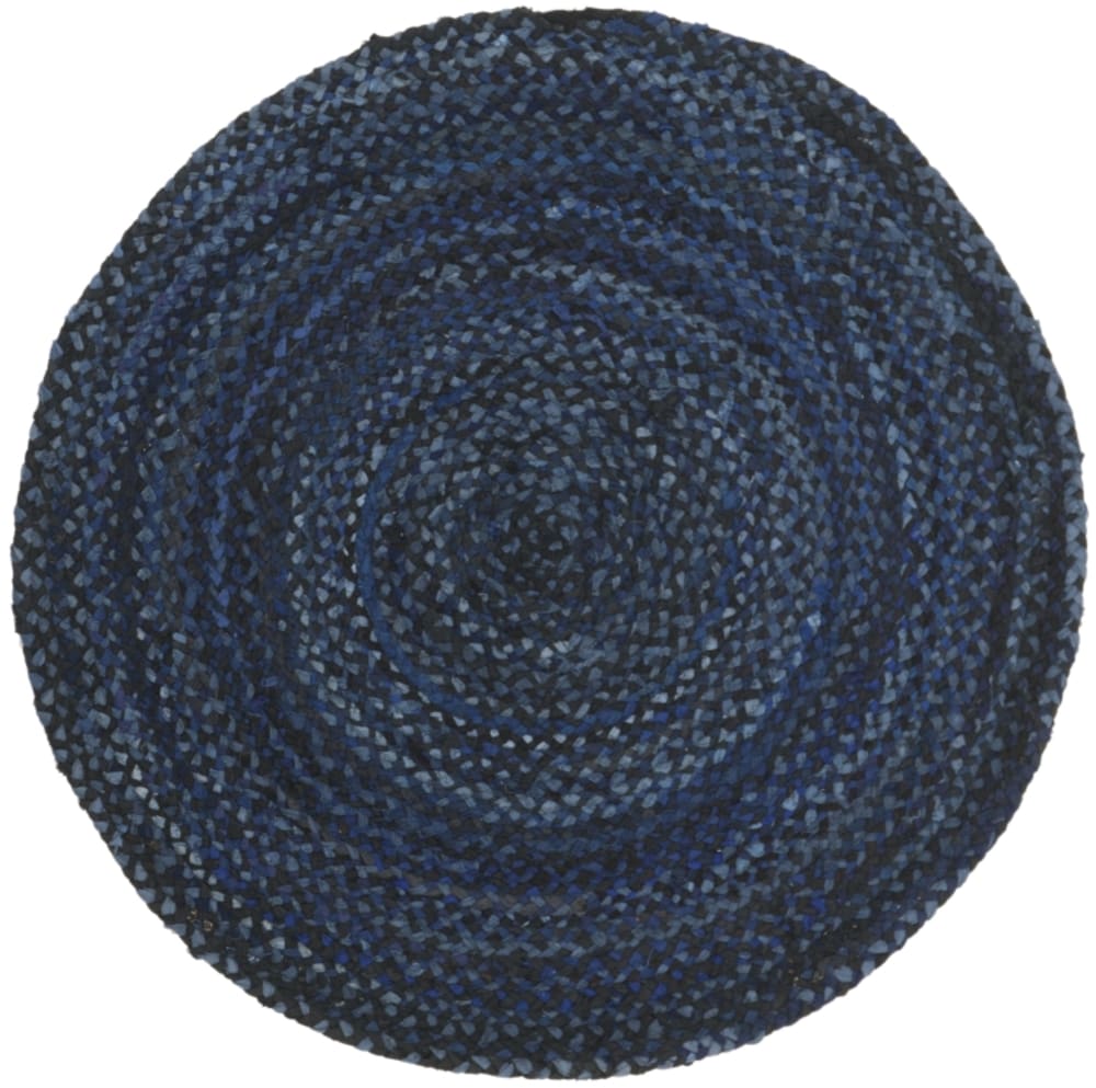 Tapis chalet de campagne en coton bleu/noir, 122 x 122 cm