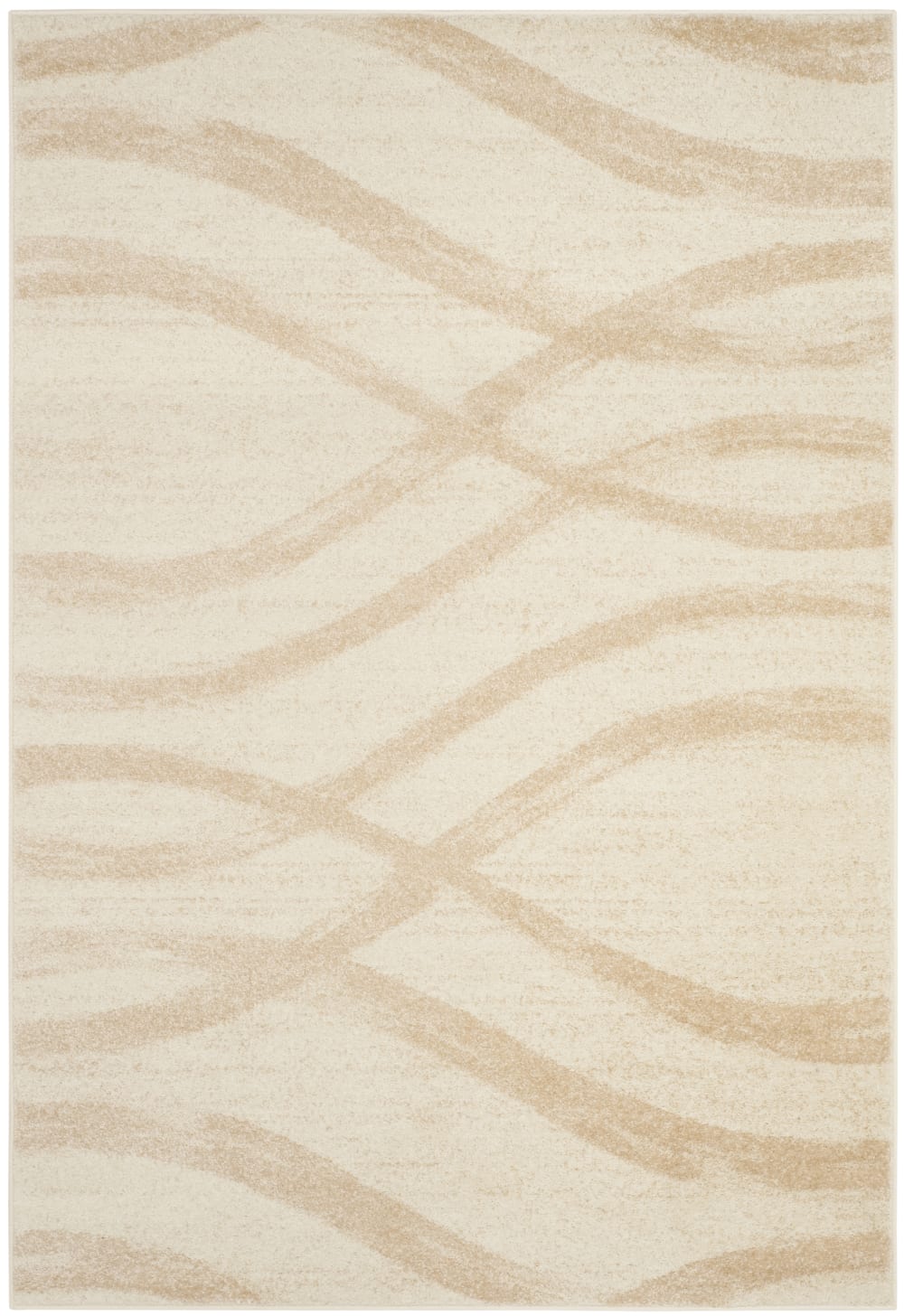 Tapis vague moderne en détresse en polypropylène beige, 122 x 183 cm