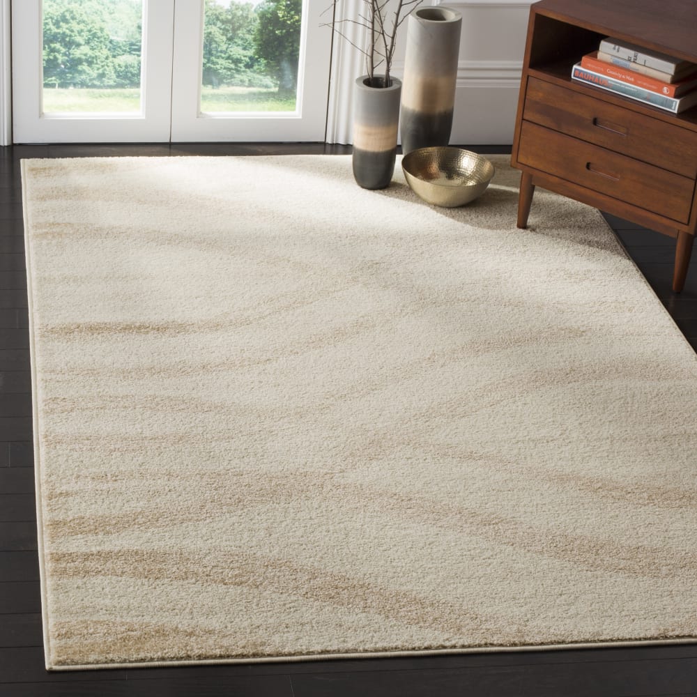 Tapis vague moderne en détresse en polypropylène beige, 122 x 183 cm — vue 3