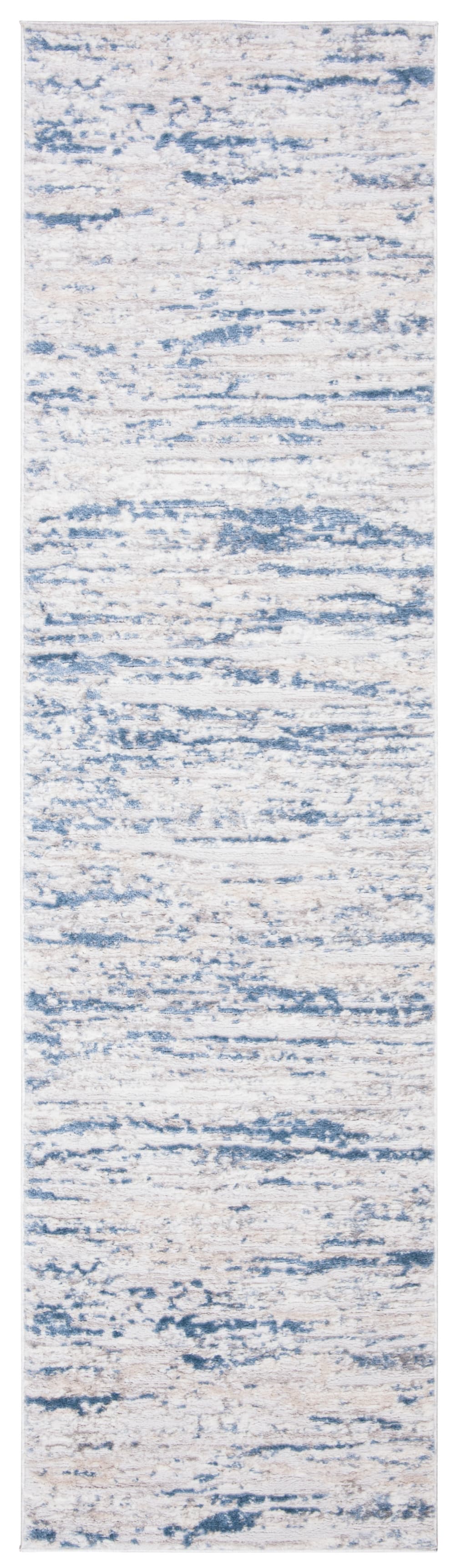 Tapis contemporain en polypropylène blanc/bleu, 66 x 122 cm