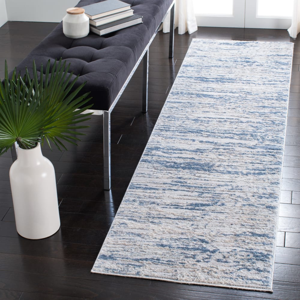 Tapis contemporain en polypropylène blanc/bleu, 66 x 122 cm — vue 3