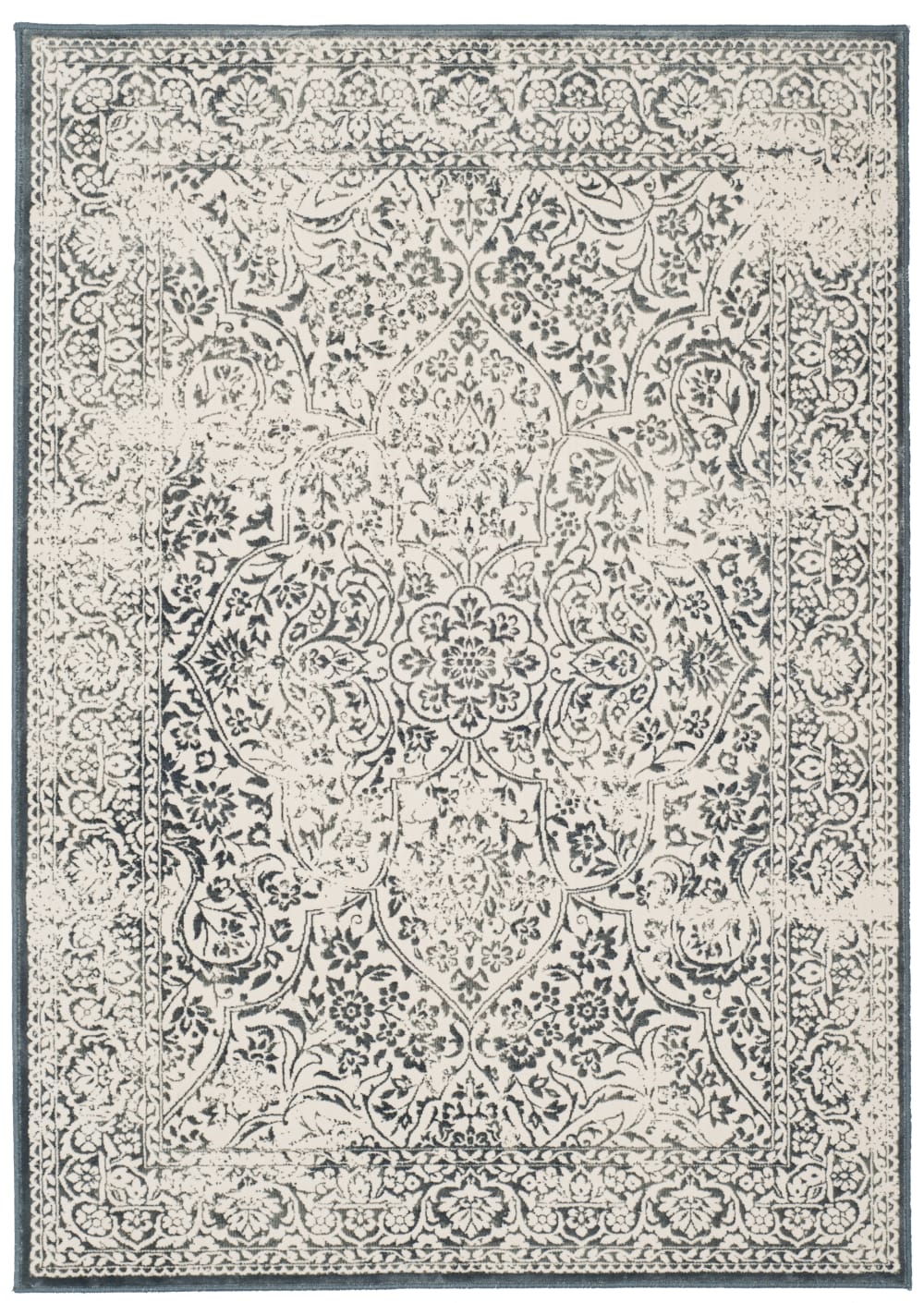 Tapis de transition en viscose bleu/blanc, 122 x 170 cm