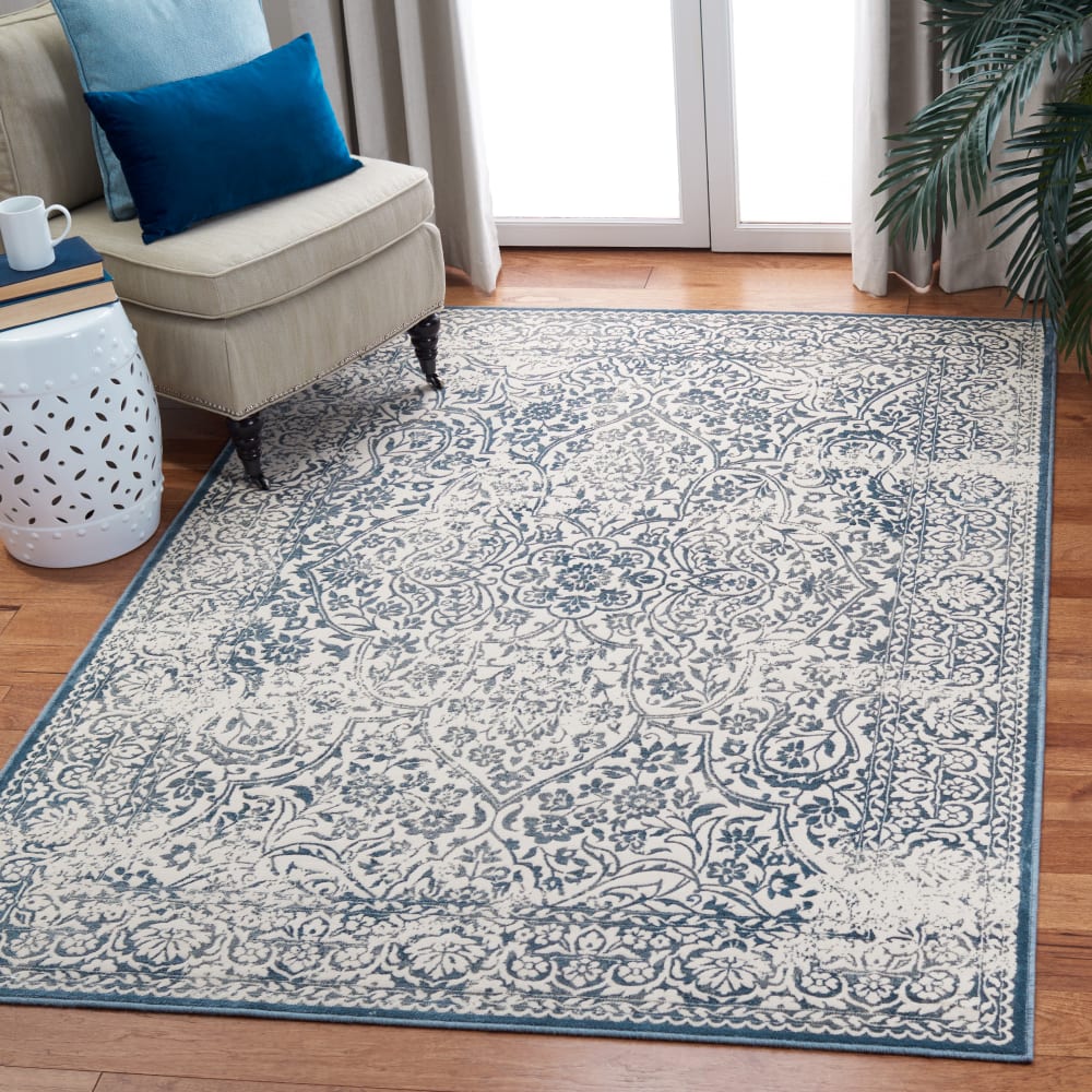 Tapis de transition en viscose bleu/blanc, 122 x 170 cm — vue 3