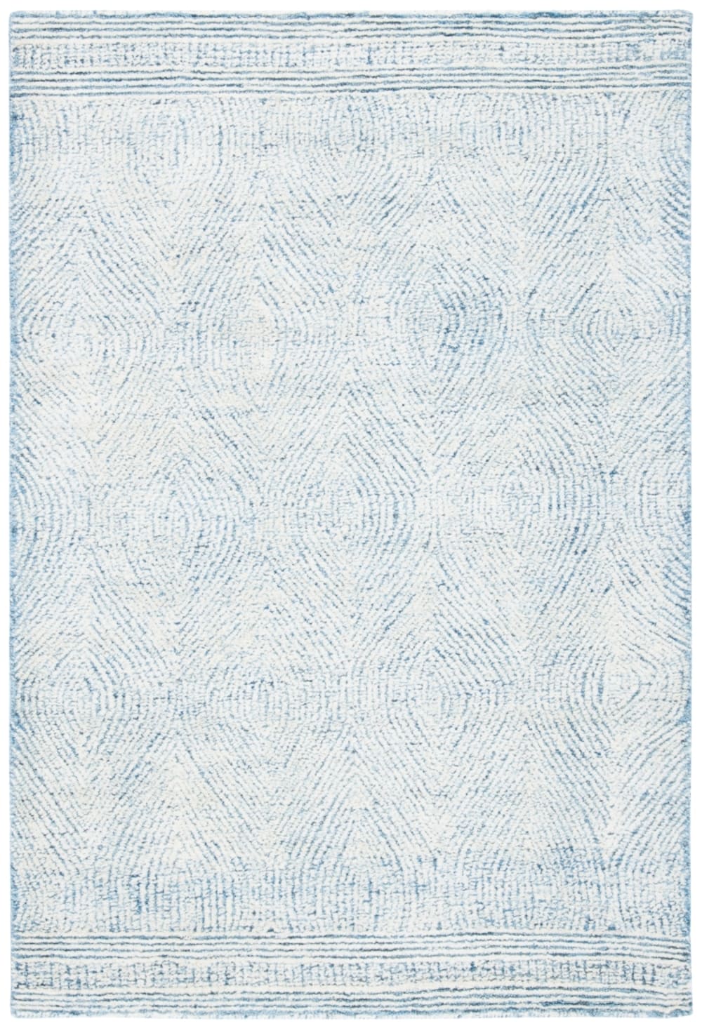 Tapis bohémien en laine blanc/bleu, 122 x 183 cm