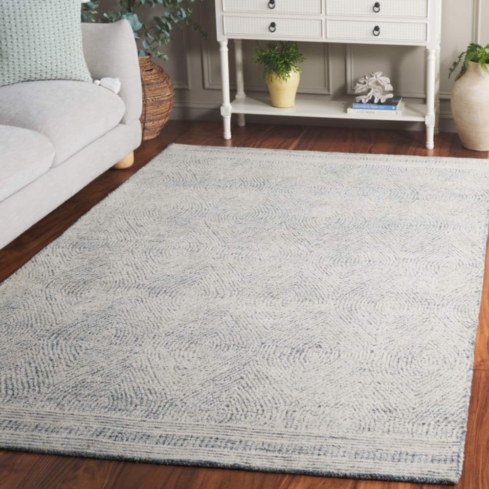 Tapis bohémien en laine blanc/bleu, 122 x 183 cm — vue 3