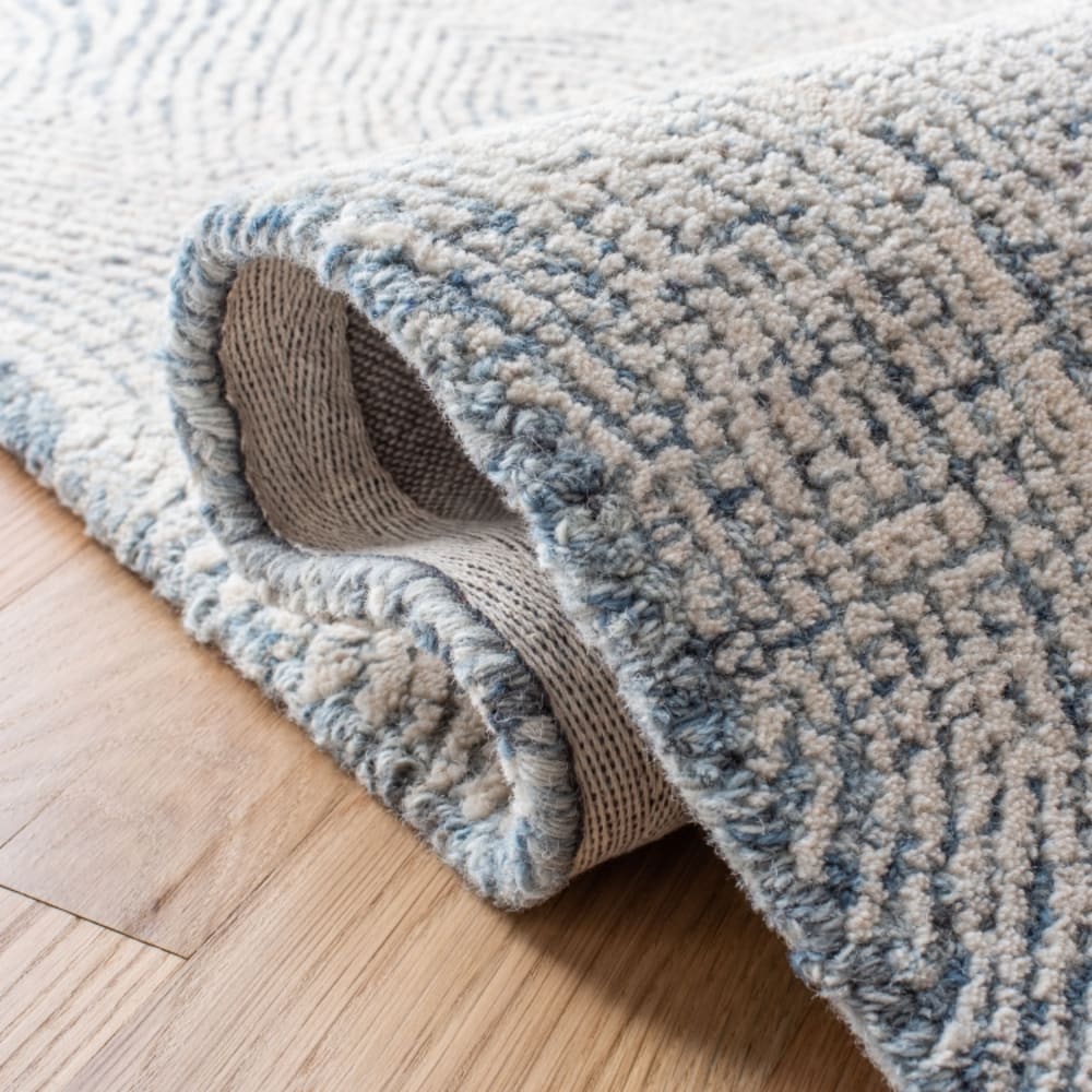 Tapis bohémien en laine blanc/bleu, 122 x 183 cm — vue 4