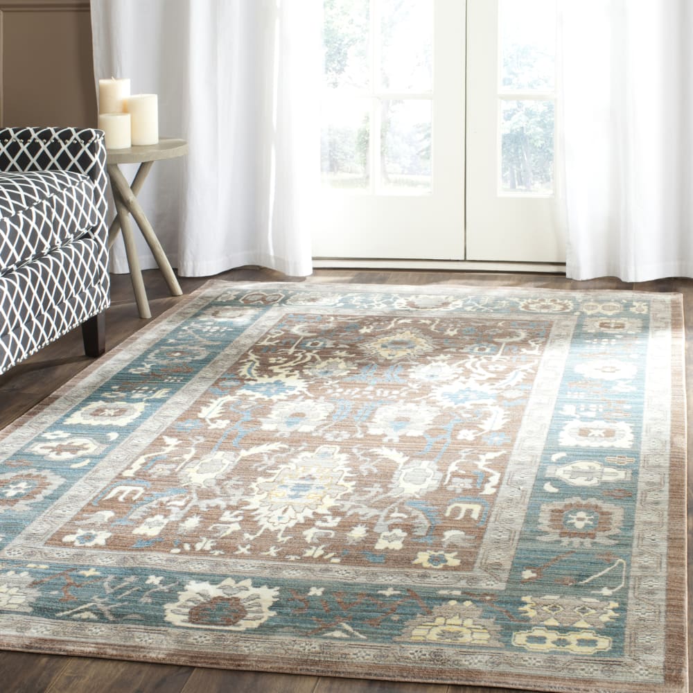 Tapis artisanat inspiré en polyester brun/vert, 122 x 183 cm — vue 3