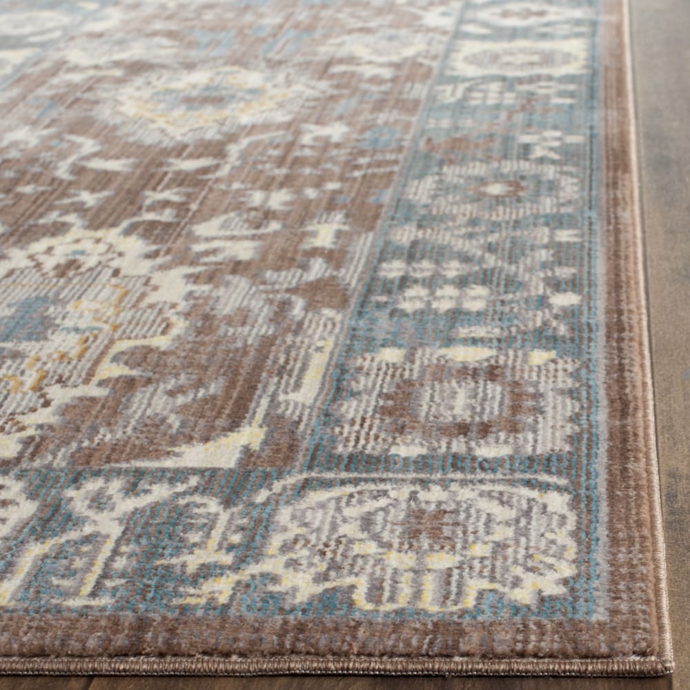 Tapis artisanat inspiré en polyester brun/vert, 122 x 183 cm — vue 4