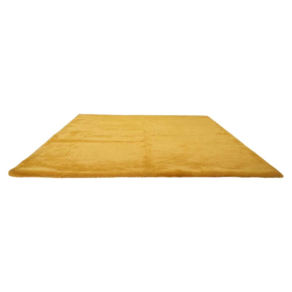 Tapis 120x170cm imitation fourrure fine jaune moutarde — vue 4