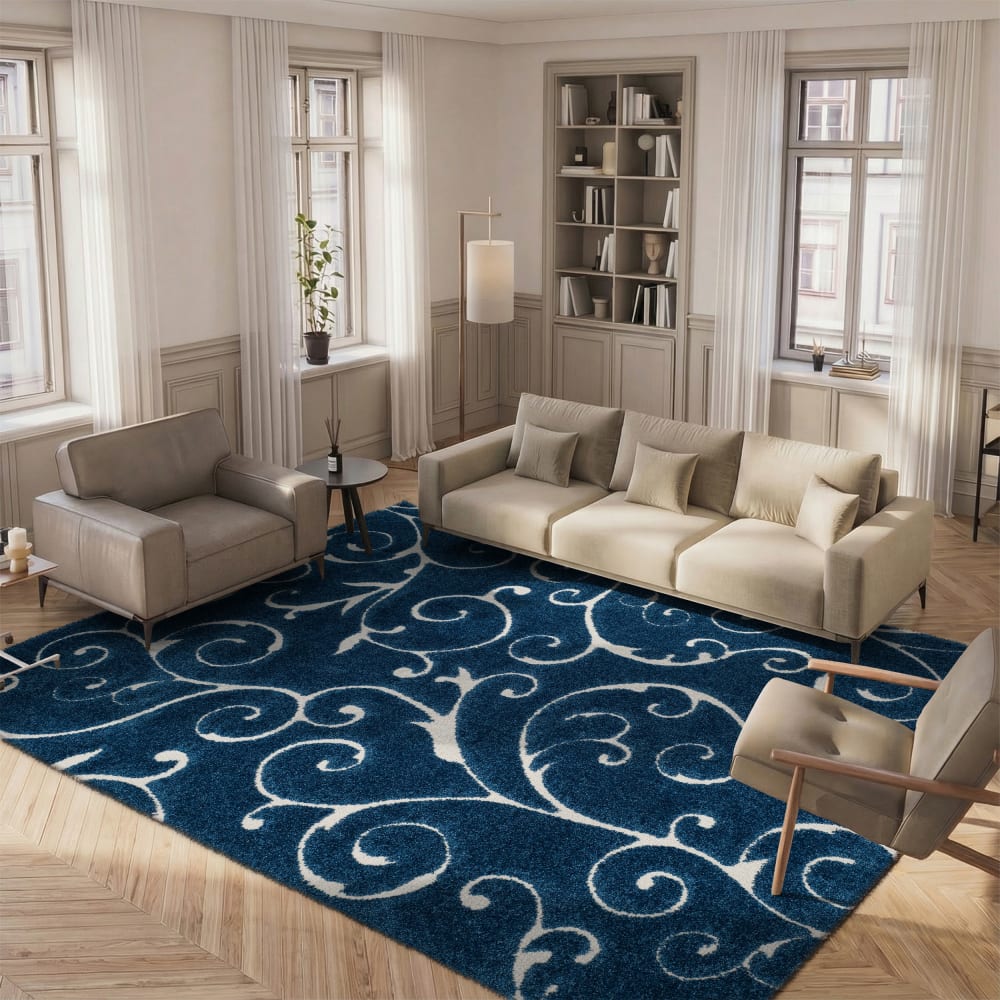 Tapis en polypropylène bleu/beige, 122 x 183 cm — vue 3