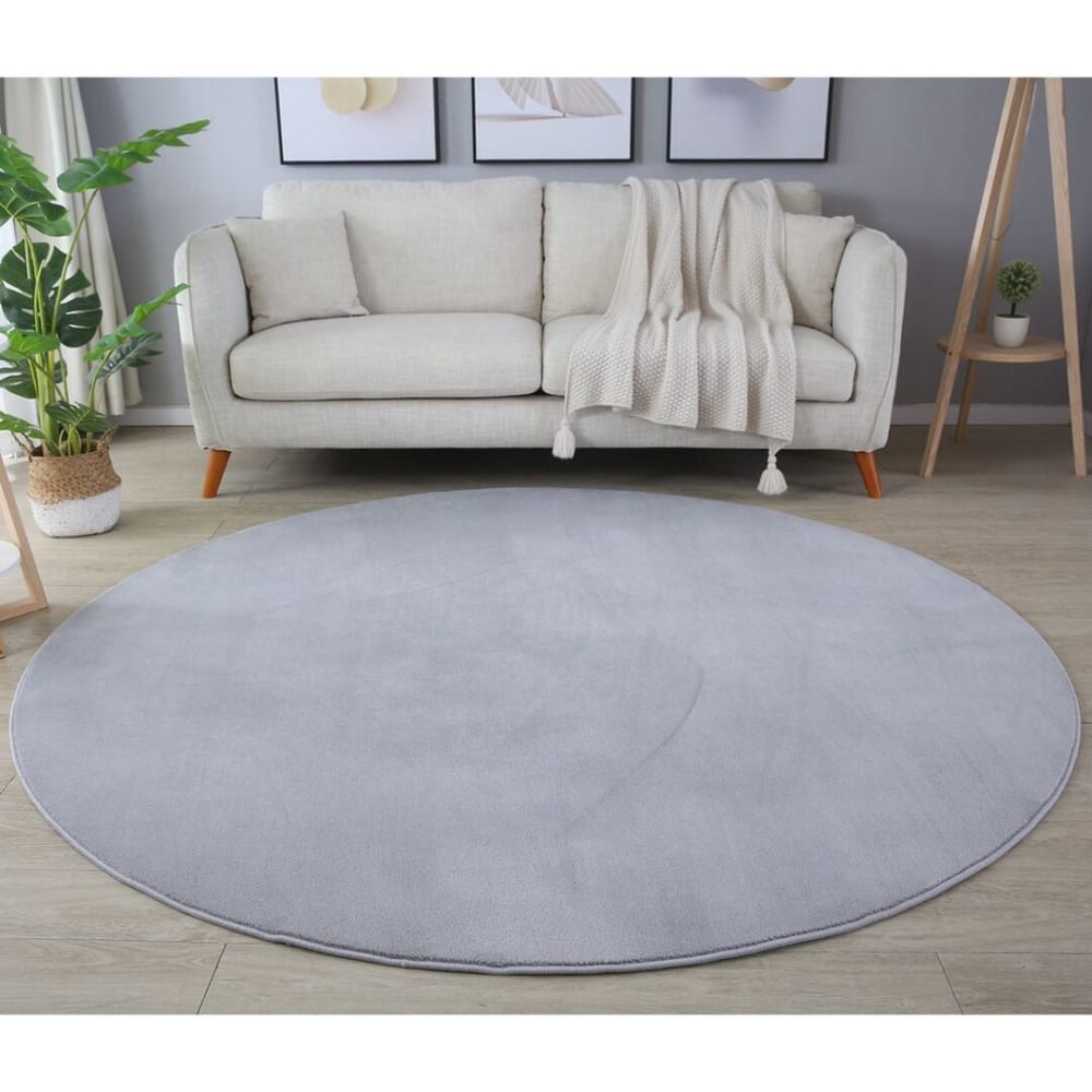 Tapis uni design en polyester argenté Ø 120
