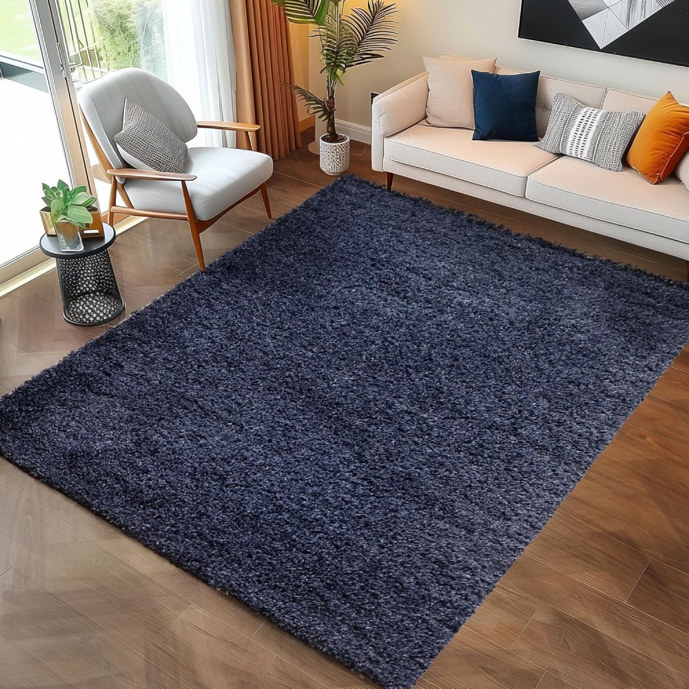 Shaggy - tapis uni à poils longs - bleu foncé 120 x 170 cm — vue 3