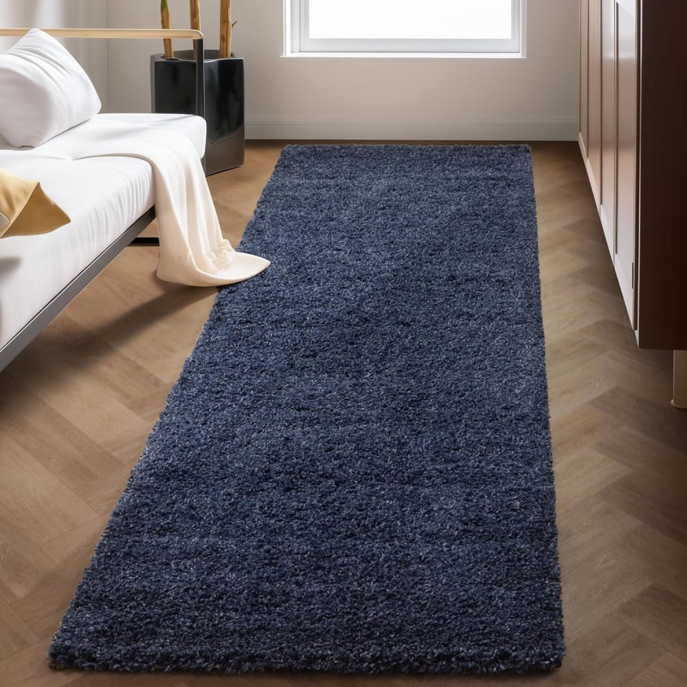 Shaggy - tapis uni à poils longs - bleu foncé 120 x 170 cm — vue 4
