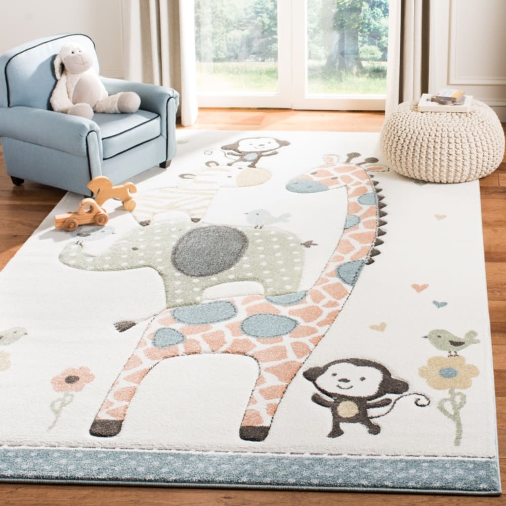 Tapis contemporain en polypropylène blanc, 69 x 122 cm — vue 4