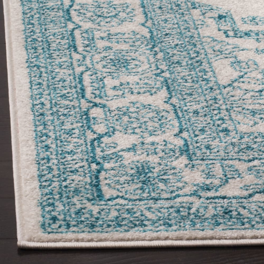 Tapis médaillon en polypropylène blanc/bleu, 122 x 183 cm — vue 4