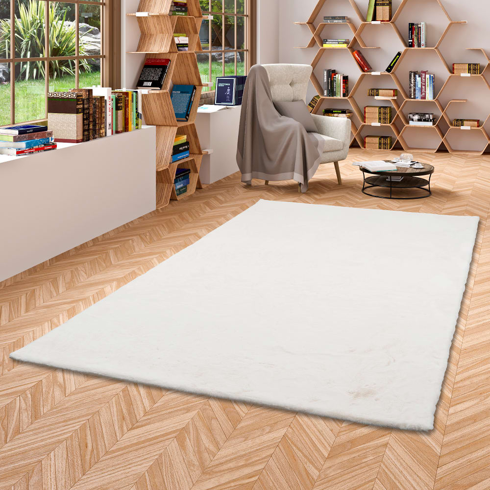 Tapis en fausse fourrure blanc 120x170 cm — vue 3