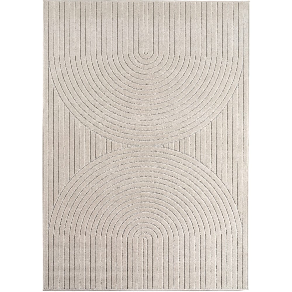 Tapis poils courts à relief PAOLA Crème 120x170cm
