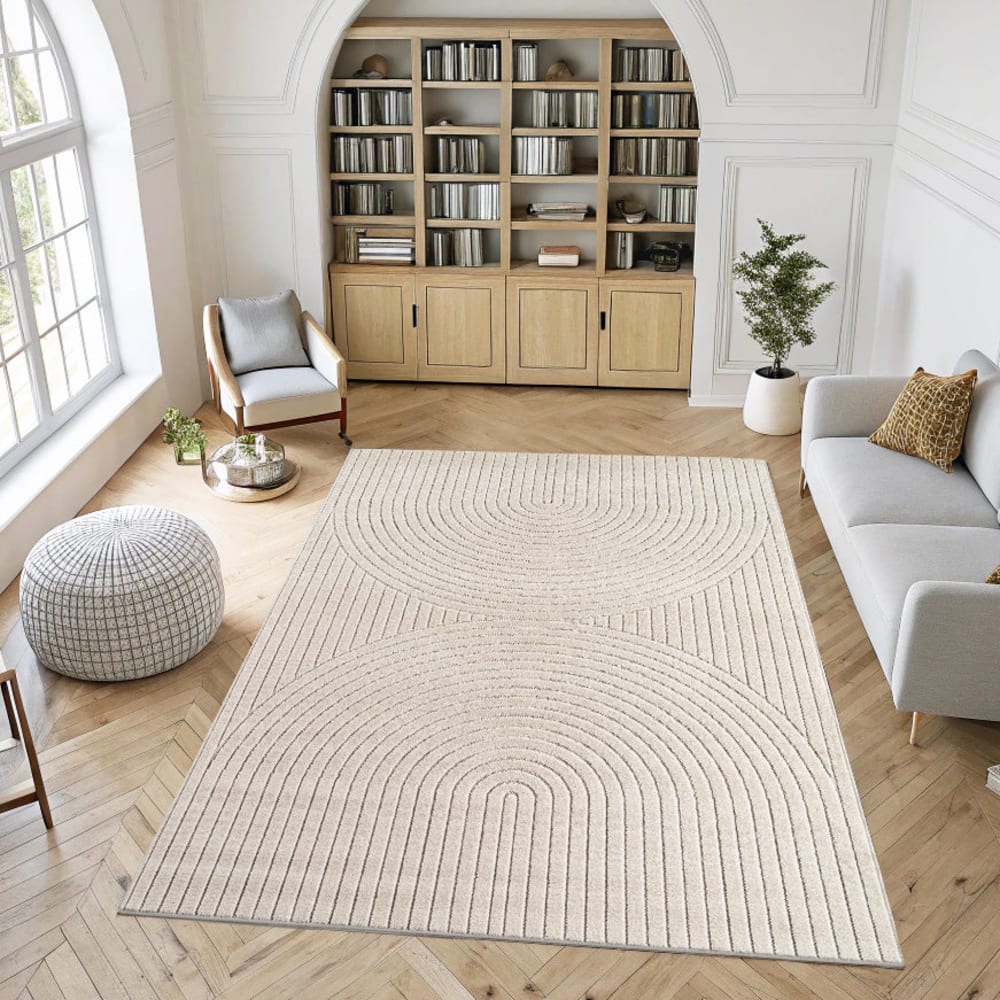 Tapis poils courts à relief paola crème 120x170cm — vue 3