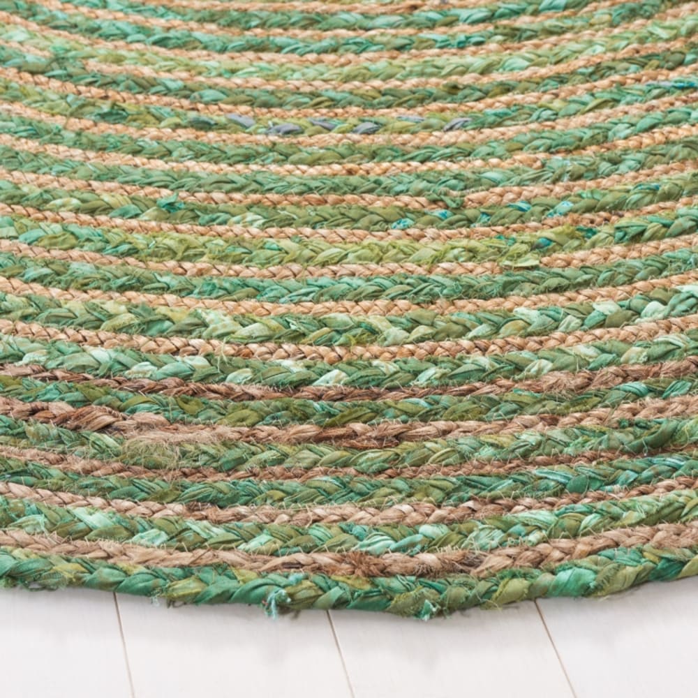 Tapis côtier en jute vert/beige, 122 x 122 cm — vue 3