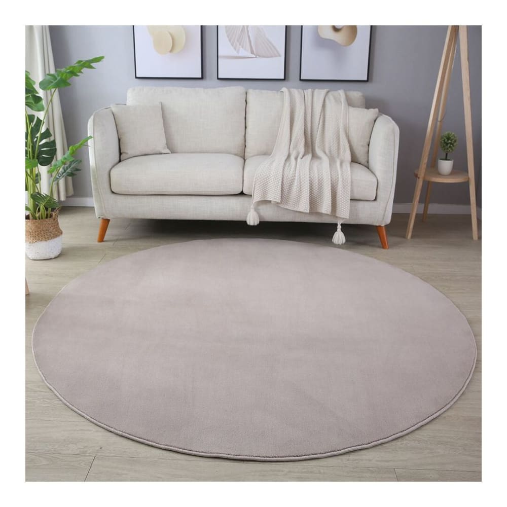 Tapis uni design en polyester beige Ø 120
