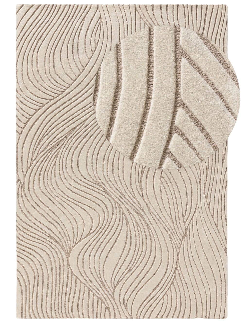 Tapis de laine crème/taupe
