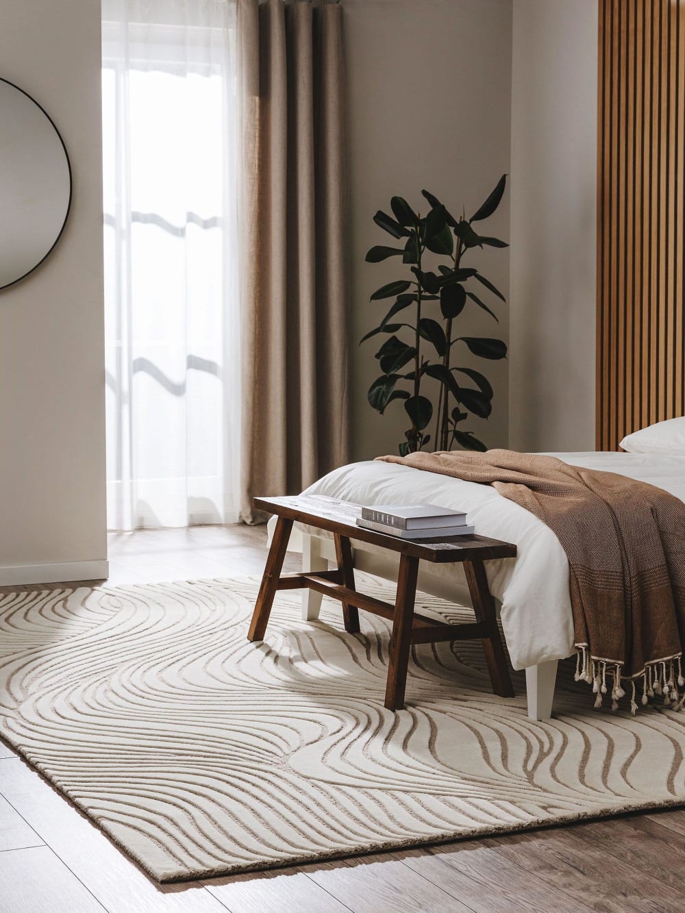 Tapis de laine crème/taupe 120x170 — vue 3