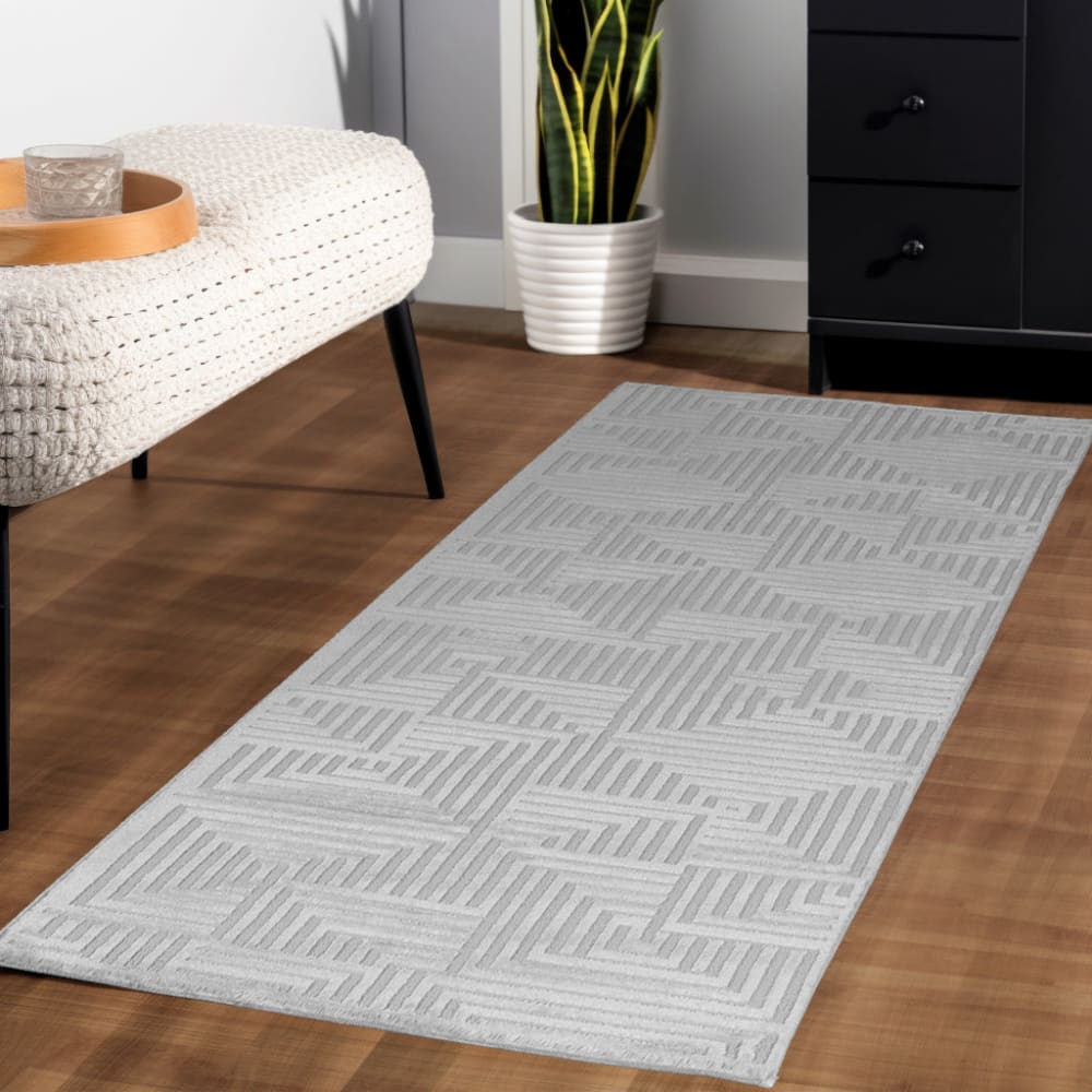 Tapis aswan laineux à motif en relief gris 120x170cm — vue 4