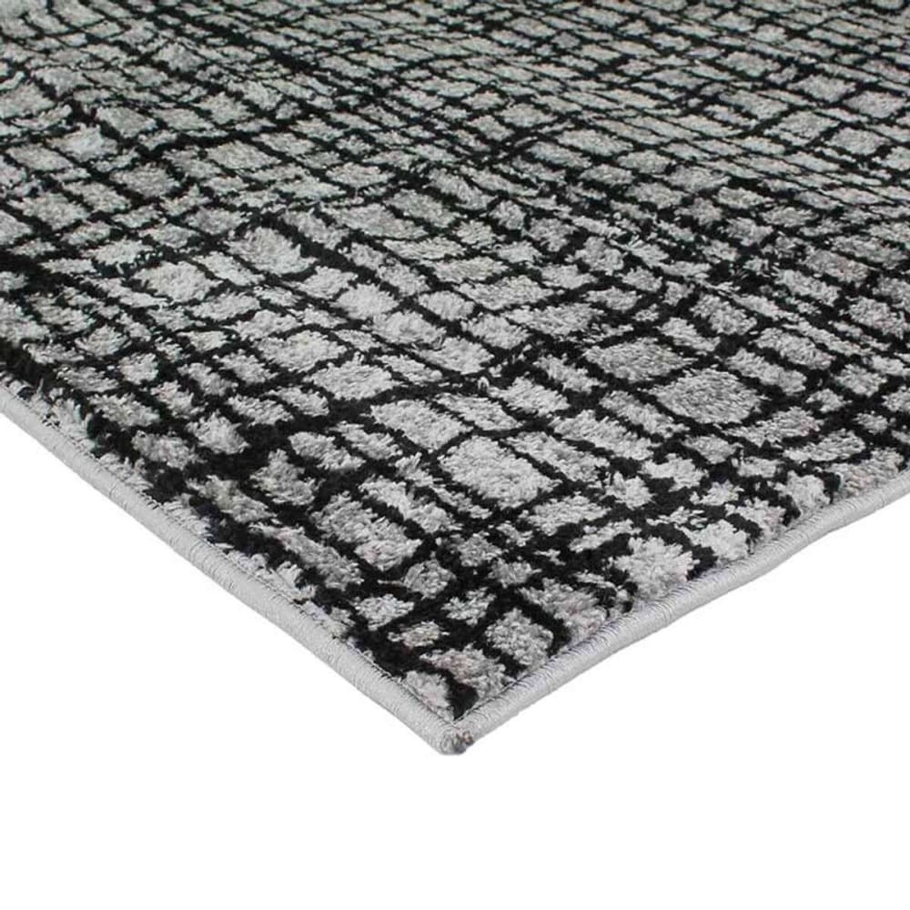 Tapis poils courts imprimé lignes croisées gris 120x170 — vue 4