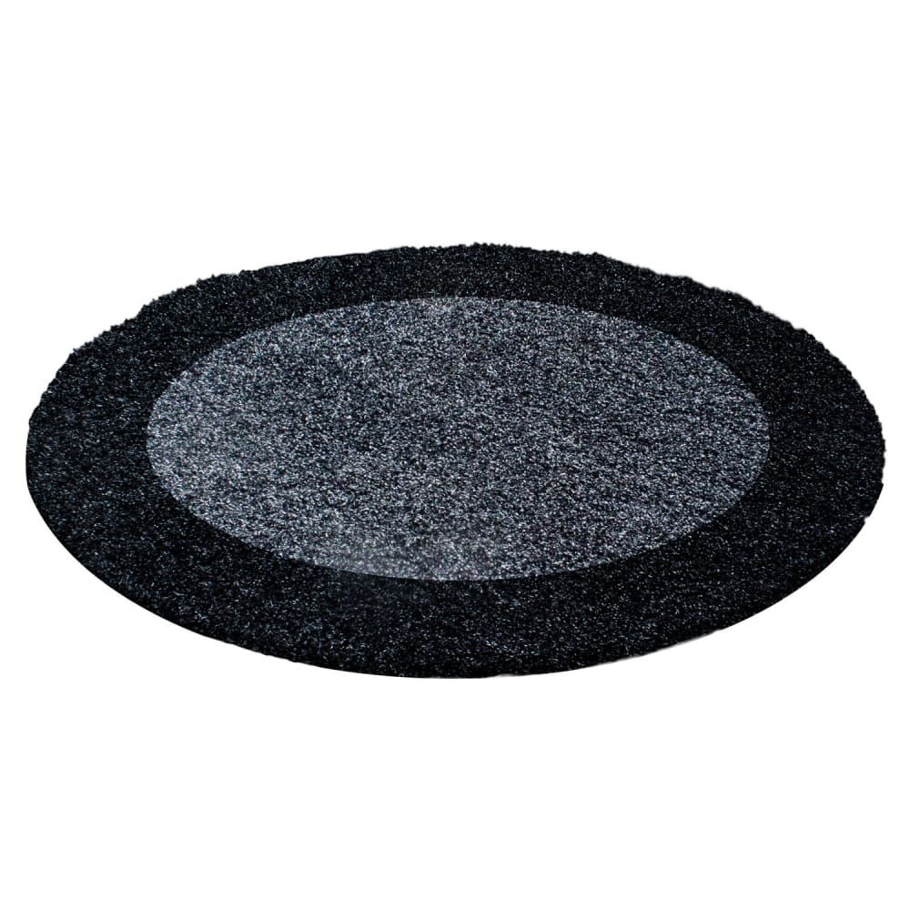 SHAGGY - Tapis à Bordures Rond - Gris Foncé 120 x 120 cm