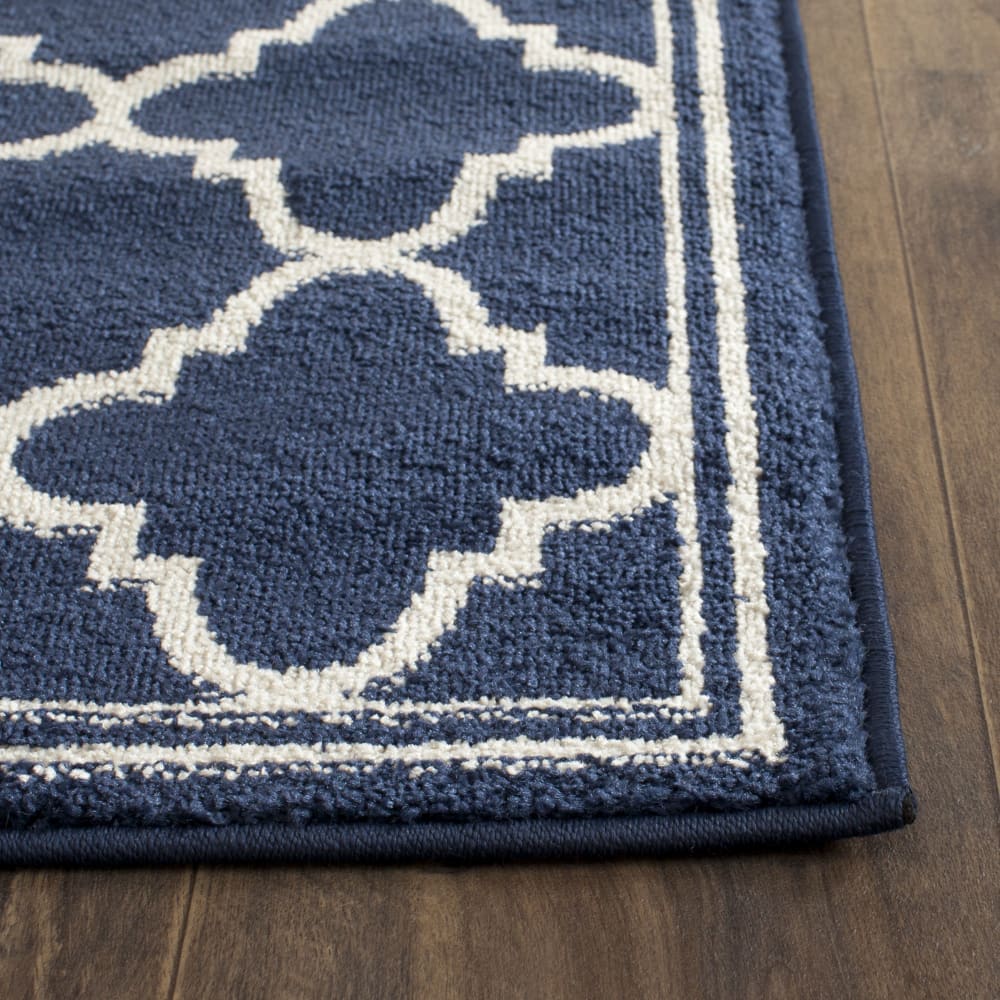 Tapis treillis marocain en polypropylène bleu/beige, 122 x 183 cm — vue 4