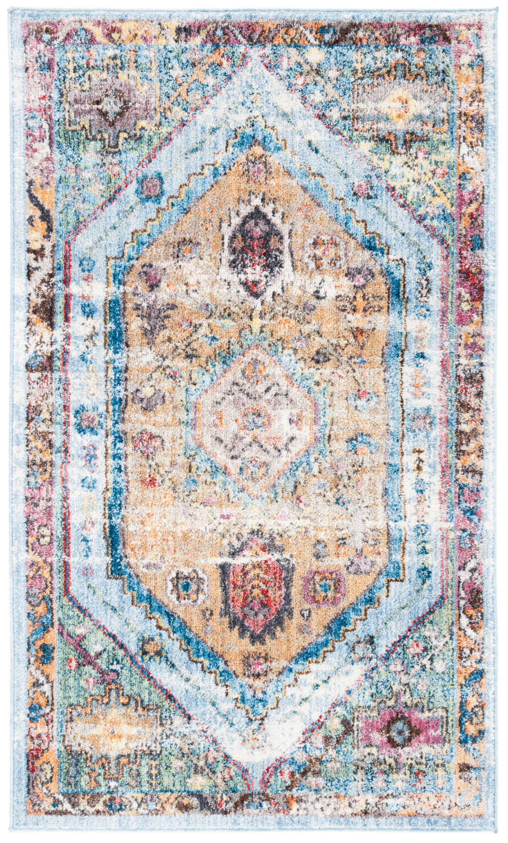 Tapis de transition en polyester bleu/brun, 122 x 183 cm