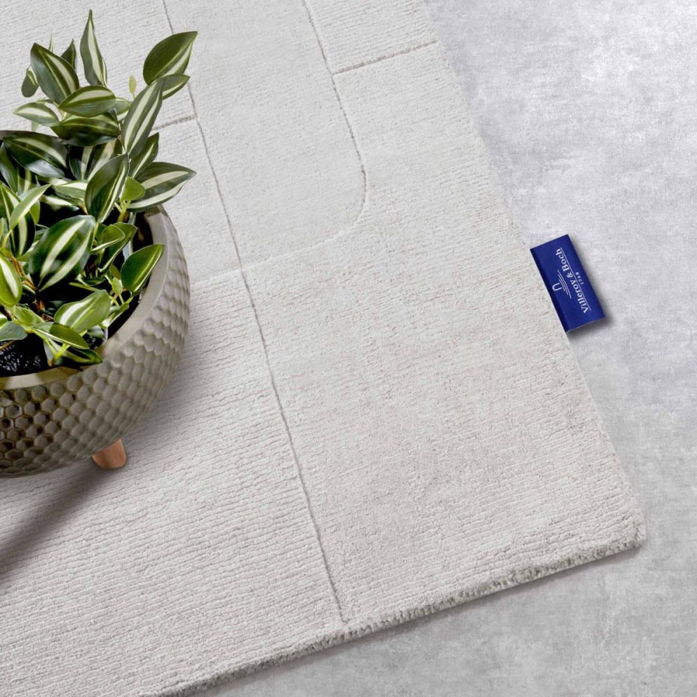Tapis salon 120x170cm crème laine géométrique — vue 4