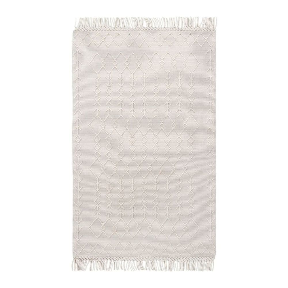 Tapis ethnique berbère en laine crème 120x180