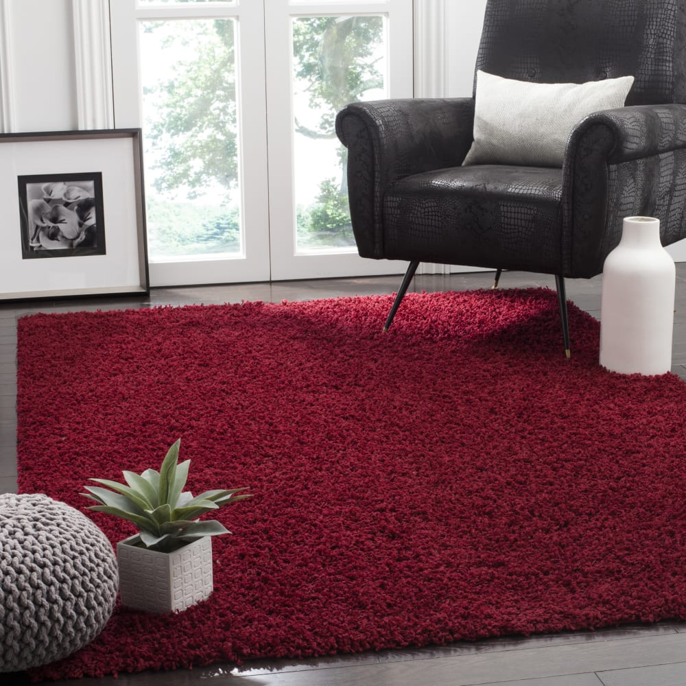 Tapis shag en polypropylène rouge, 122 x 183 cm — vue 3