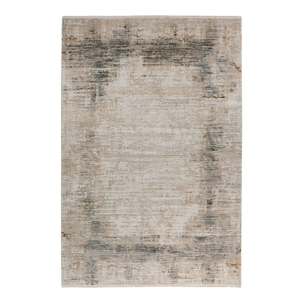 Tapis rayé vintage en polyester taupe 120x170