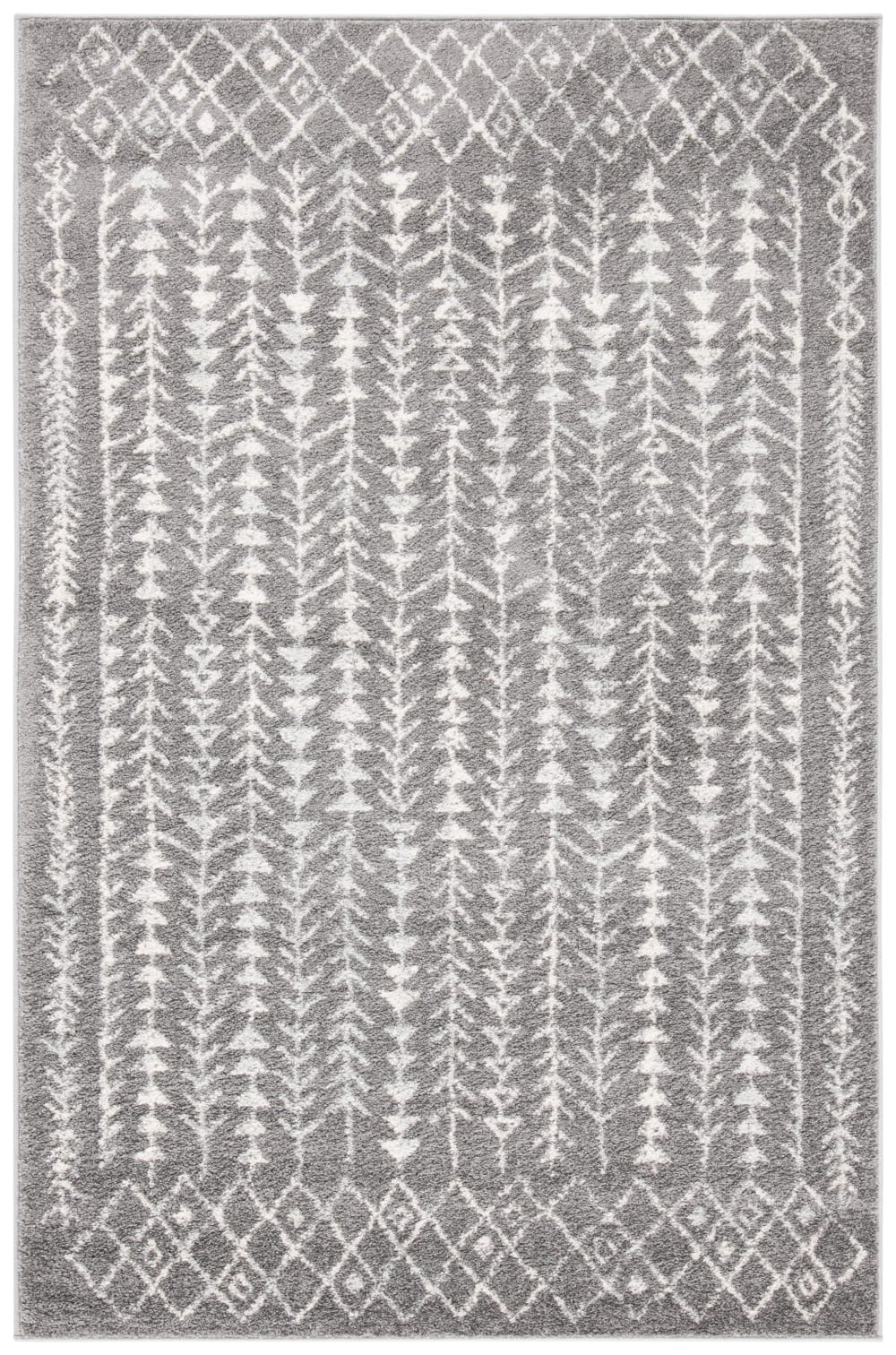 Tapis bohémien en polypropylène gris/blanc, 122 x 183 cm