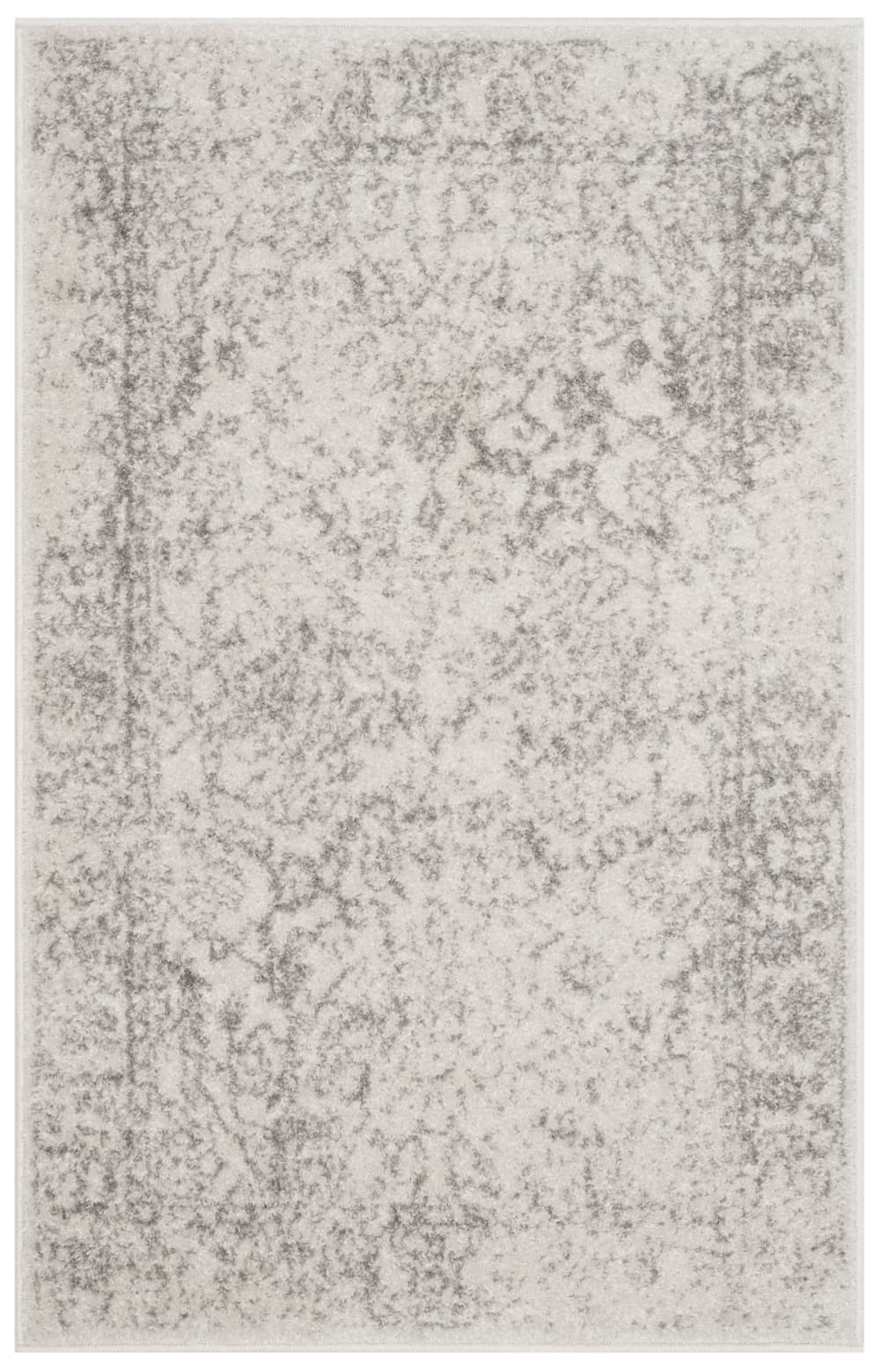 Tapis vintage patiné en polypropylène blanc/argent, 76 x 122 cm