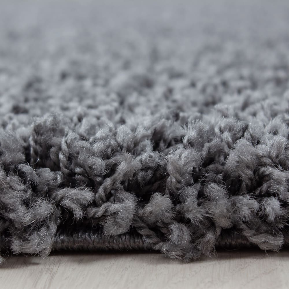 Shaggy - tapis uni rond - gris 120 x 120 cm — vue 4