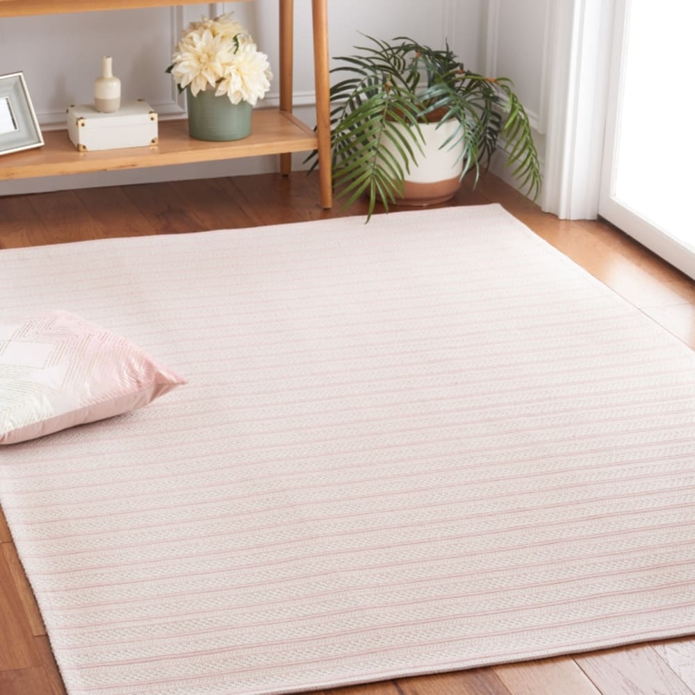 Tapis contemporain en coton rose/blanc, 122 x 183 cm — vue 3