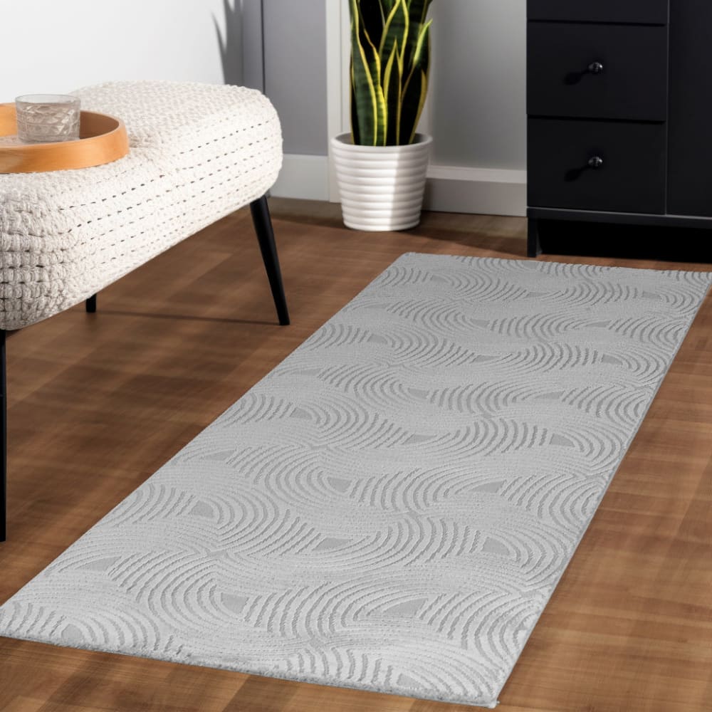 Tapis meduse laineux à motif en relief gris 120x170cm — vue 4