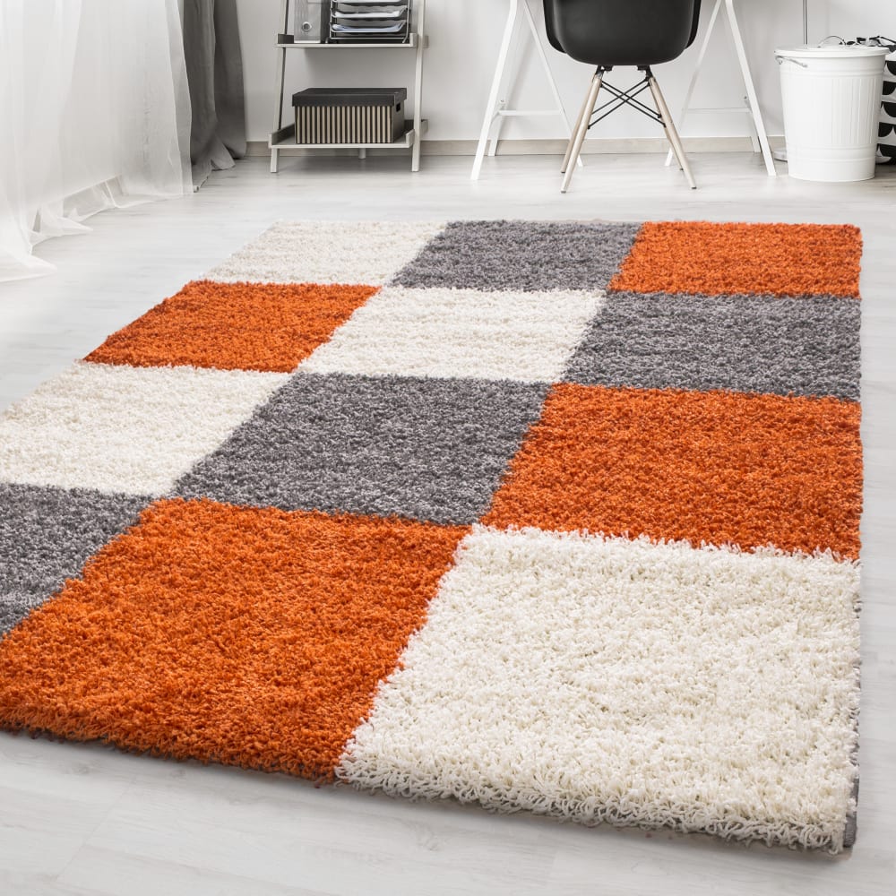 Shaggy - tapis à carreaux - terra 120 x 170 cm — vue 3