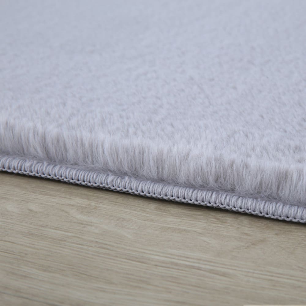 Tapis rond fausse fourrure toucher doux argent 120x120cm — vue 4