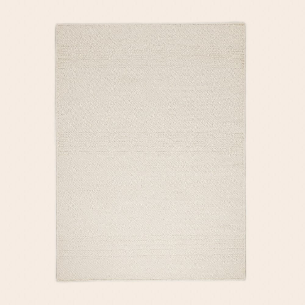 Tapis de sol en laine ecru 120x170 cm