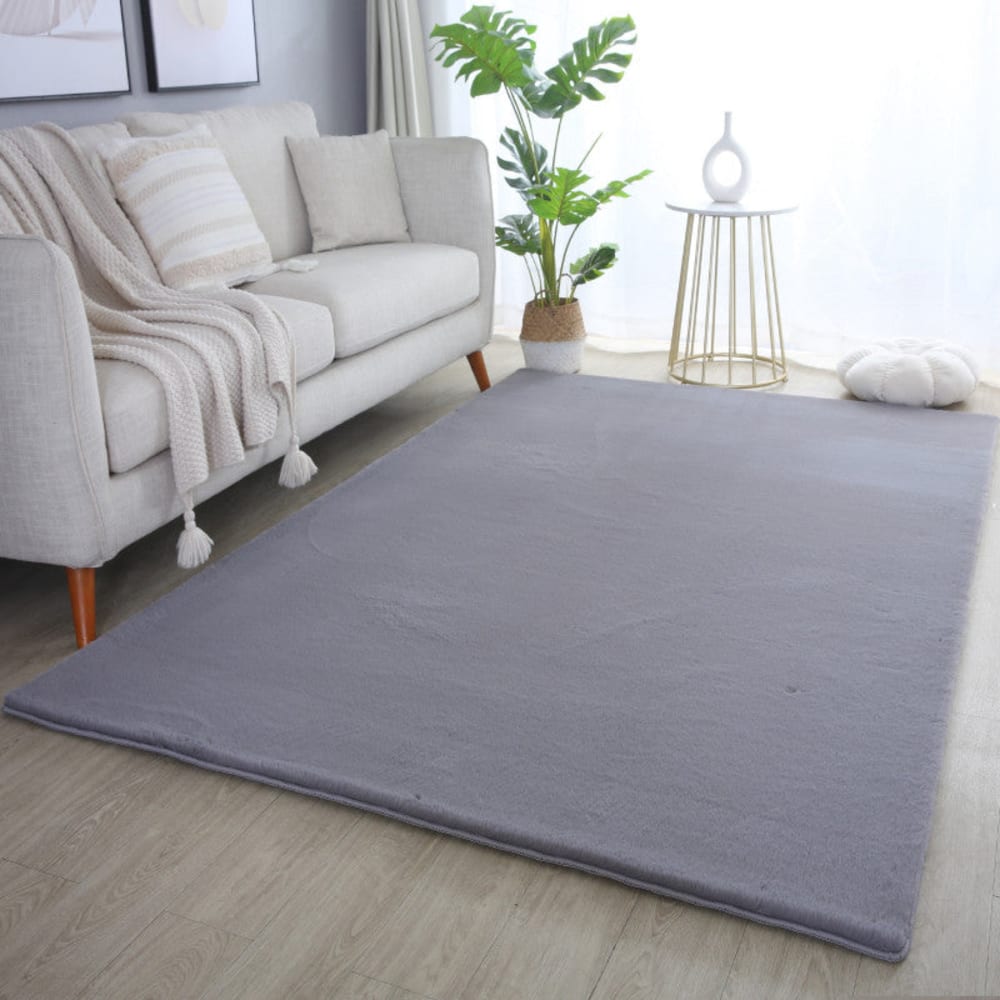 Tapis fausse fourrure toucher doux gris 120x170cm — vue 3