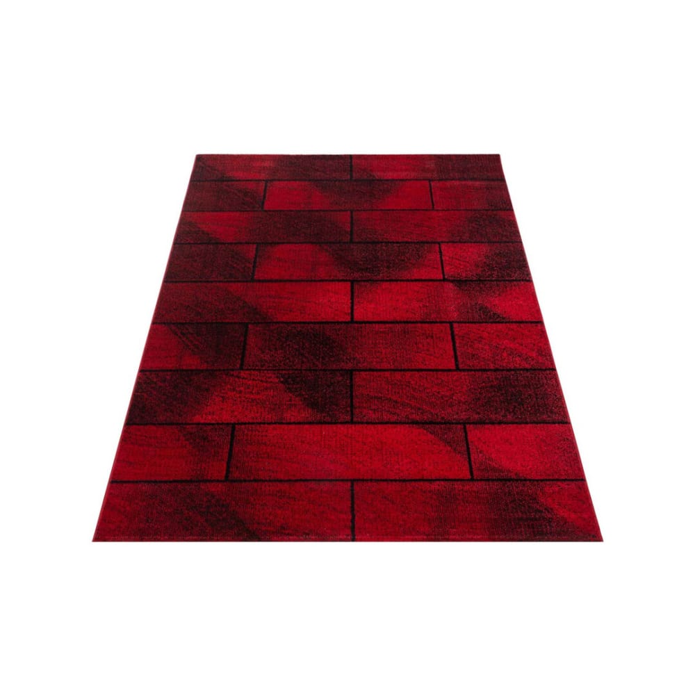 Tapis géométrique design en polypropylène rouge 120x170