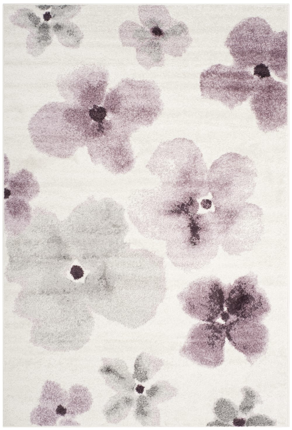 Tapis contemporain en polypropylène blanc/violet, 122 x 183 cm