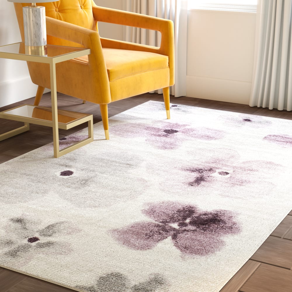 Tapis contemporain en polypropylène blanc/violet, 122 x 183 cm — vue 4
