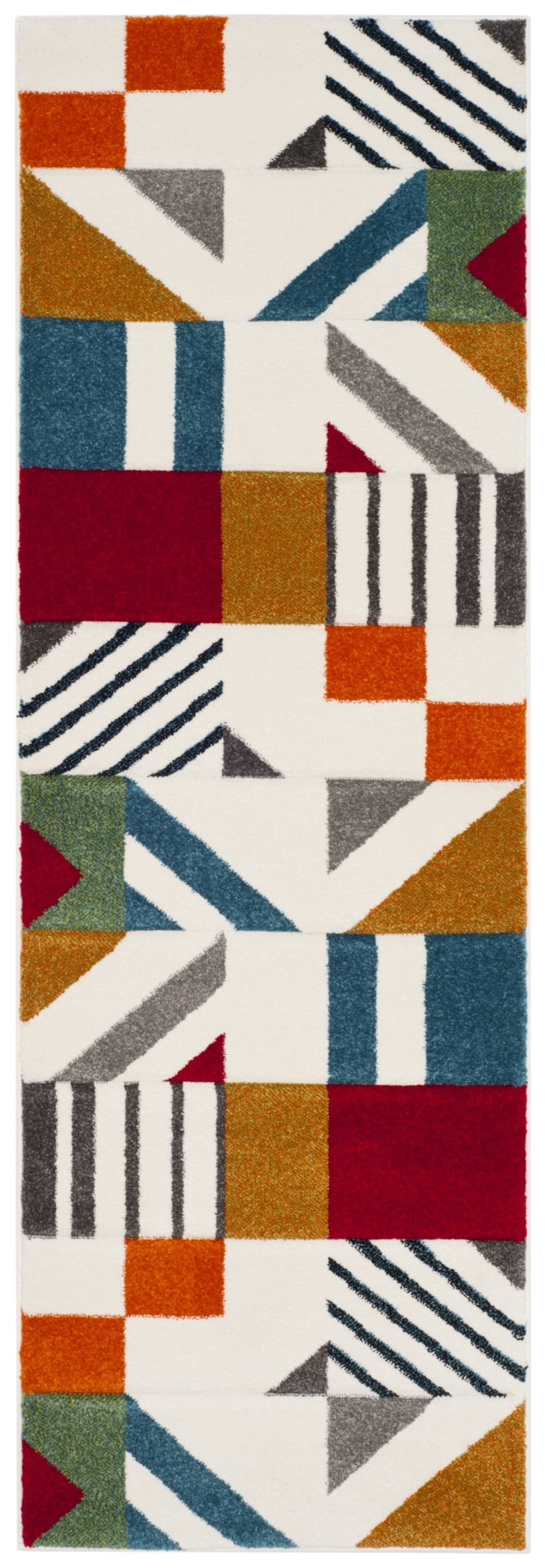 Tapis contemporain en polypropylène blanc/bleu, 69 x 122 cm
